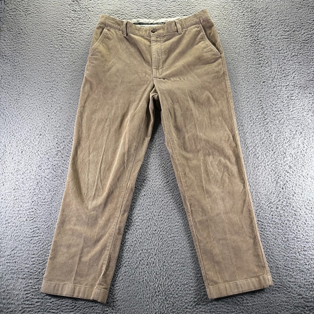 L.L.Bean Pant Mens 34x29 Brown Cotton Corduroy Chino Straight Classic Fit Preppy